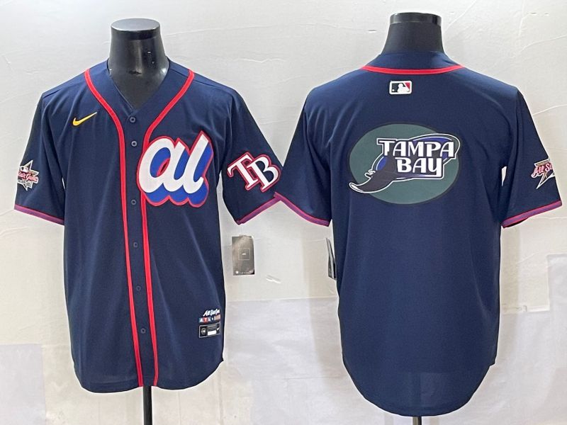 Men 2025 Tampa Bay Rays Blank Drak Blue All star Nike MLB Jersey style 04